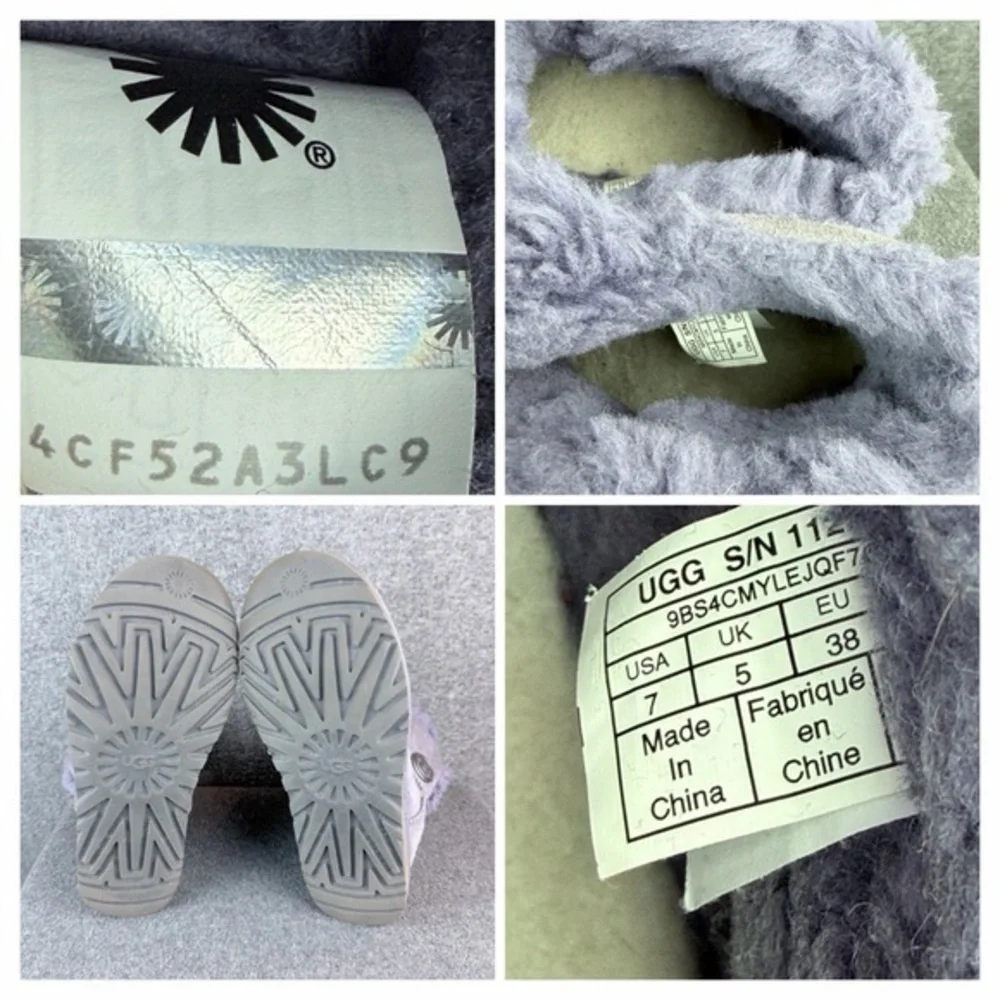UGG Lavender Haze Metal Snap Short Suede Boots‎ Size 7 Rare